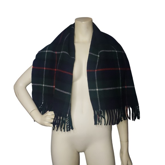 VINTAGE 100% Lambswool Tartan Plaid Scarf - Picture 5 of 5